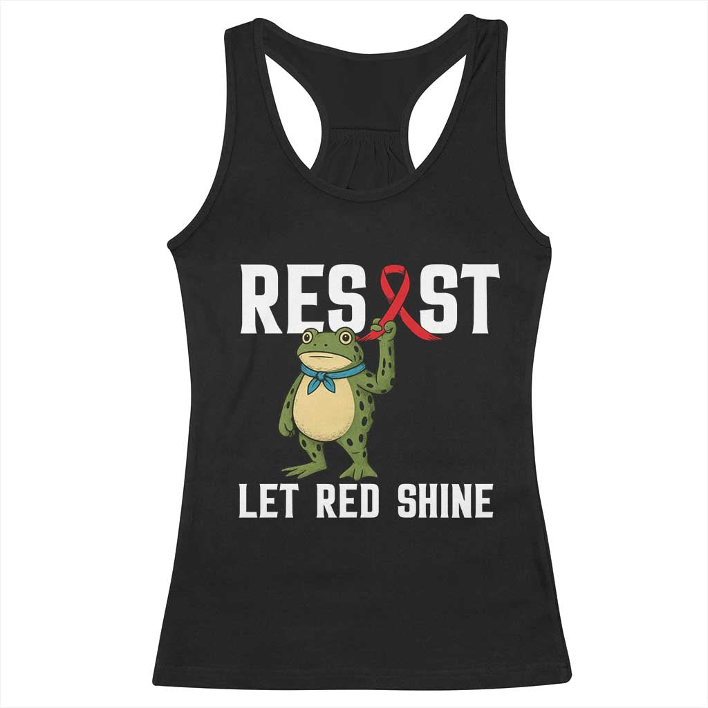 Resist Frog AIDS Awareness Racerback Tank Top Funny Portland Activist Meme HIV Support Red Ribbon TS14 Black Print Your Wear