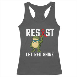 Resist Frog AIDS Awareness Racerback Tank Top Funny Portland Activist Meme HIV Support Red Ribbon TS14 Dark Heather Print Your Wear