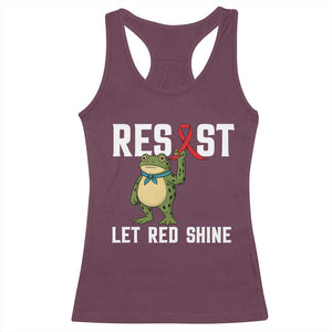 Resist Frog AIDS Awareness Racerback Tank Top Funny Portland Activist Meme HIV Support Red Ribbon TS14 Maroon Print Your Wear