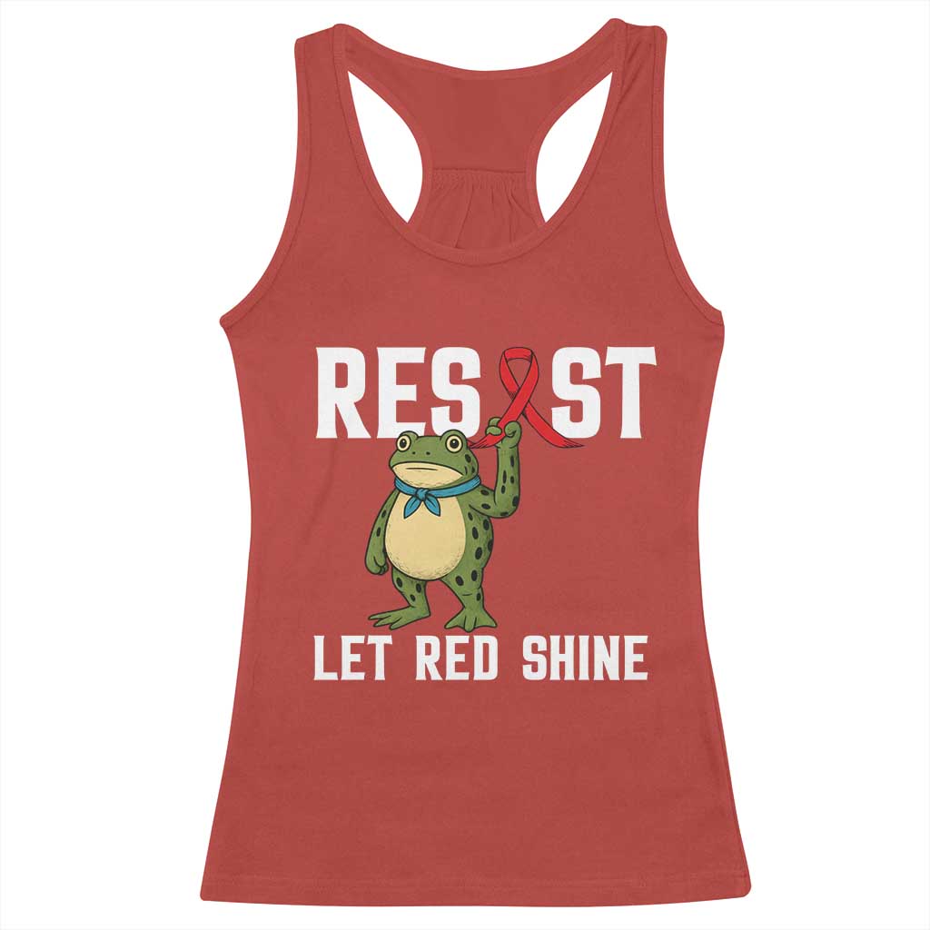 Resist Frog AIDS Awareness Racerback Tank Top Funny Portland Activist Meme HIV Support Red Ribbon TS14 Red Print Your Wear