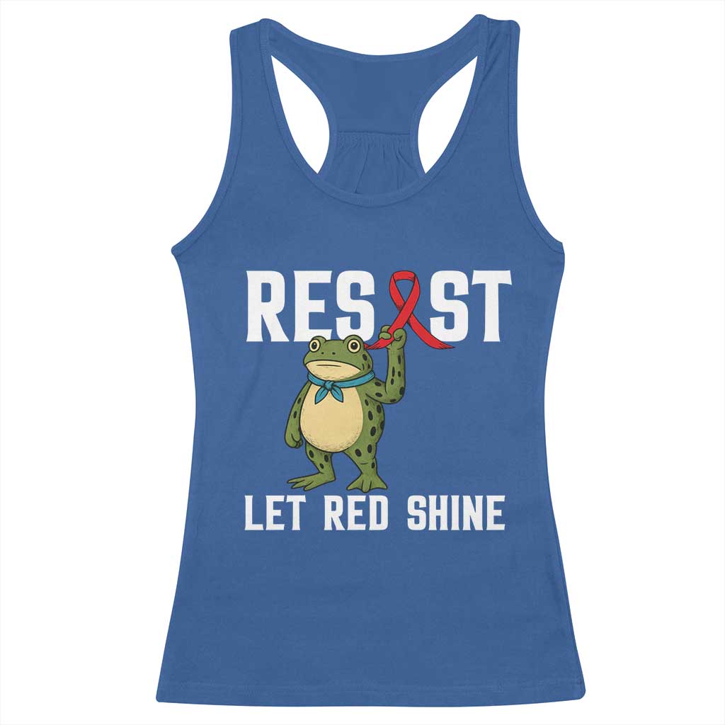 Resist Frog AIDS Awareness Racerback Tank Top Funny Portland Activist Meme HIV Support Red Ribbon TS14 Royal Blue Print Your Wear