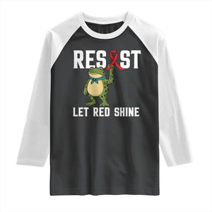 Resist Frog AIDS Awareness Raglan Shirt Funny Portland Activist Meme HIV Support Red Ribbon TS14 Black White Print Your Wear