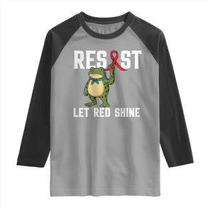 Resist Frog AIDS Awareness Raglan Shirt Funny Portland Activist Meme HIV Support Red Ribbon TS14 Sport Gray Black Print Your Wear