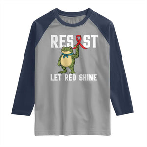 Resist Frog AIDS Awareness Raglan Shirt Funny Portland Activist Meme HIV Support Red Ribbon TS14 Sport Gray Navy Print Your Wear