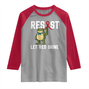 Resist Frog AIDS Awareness Raglan Shirt Funny Portland Activist Meme HIV Support Red Ribbon TS14 Sport Gray Red Print Your Wear