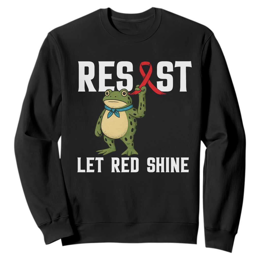 Resist Frog AIDS Awareness Sweatshirt Funny Portland Activist Meme HIV Support Red Ribbon TS14 Black Print Your Wear