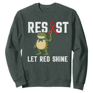 Resist Frog AIDS Awareness Sweatshirt Funny Portland Activist Meme HIV Support Red Ribbon TS14 Dark Forest Green Print Your Wear