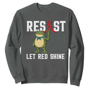 Resist Frog AIDS Awareness Sweatshirt Funny Portland Activist Meme HIV Support Red Ribbon TS14 Dark Heather Print Your Wear