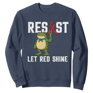 Resist Frog AIDS Awareness Sweatshirt Funny Portland Activist Meme HIV Support Red Ribbon TS14 Navy Print Your Wear