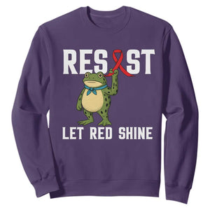 Resist Frog AIDS Awareness Sweatshirt Funny Portland Activist Meme HIV Support Red Ribbon TS14 Purple Print Your Wear