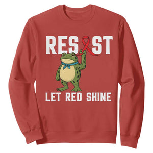 Resist Frog AIDS Awareness Sweatshirt Funny Portland Activist Meme HIV Support Red Ribbon TS14 Red Print Your Wear