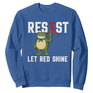 Resist Frog AIDS Awareness Sweatshirt Funny Portland Activist Meme HIV Support Red Ribbon TS14 Royal Blue Print Your Wear