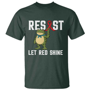 Resist Frog AIDS Awareness T Shirt Funny Portland Activist Meme HIV Support Red Ribbon TS14 Dark Forest Green Print Your Wear