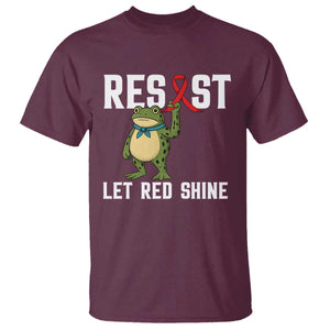 Resist Frog AIDS Awareness T Shirt Funny Portland Activist Meme HIV Support Red Ribbon TS14 Maroon Print Your Wear