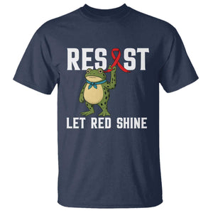 Resist Frog AIDS Awareness T Shirt Funny Portland Activist Meme HIV Support Red Ribbon TS14 Navy Print Your Wear