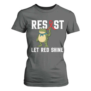 Resist Frog AIDS Awareness T Shirt For Women Funny Portland Activist Meme HIV Support Red Ribbon TS14 Dark Heather Print Your Wear