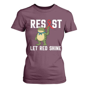Resist Frog AIDS Awareness T Shirt For Women Funny Portland Activist Meme HIV Support Red Ribbon TS14 Maroon Print Your Wear