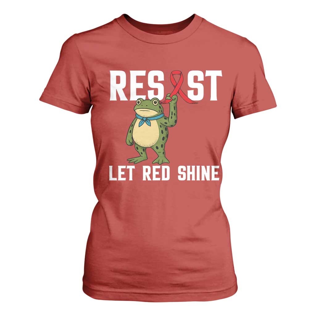 Resist Frog AIDS Awareness T Shirt For Women Funny Portland Activist Meme HIV Support Red Ribbon TS14 Red Print Your Wear