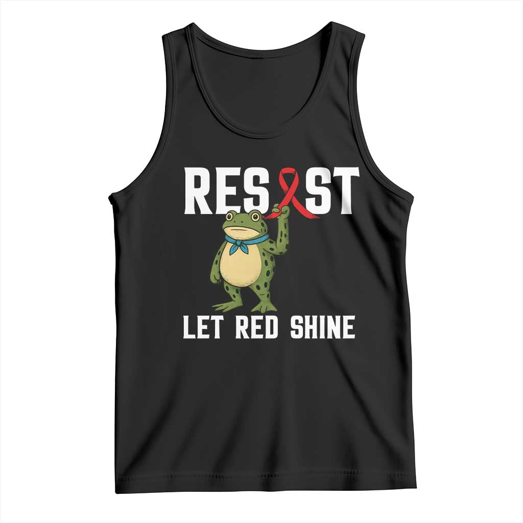 Resist Frog AIDS Awareness Tank Top Funny Portland Activist Meme HIV Support Red Ribbon - Print Your Wear