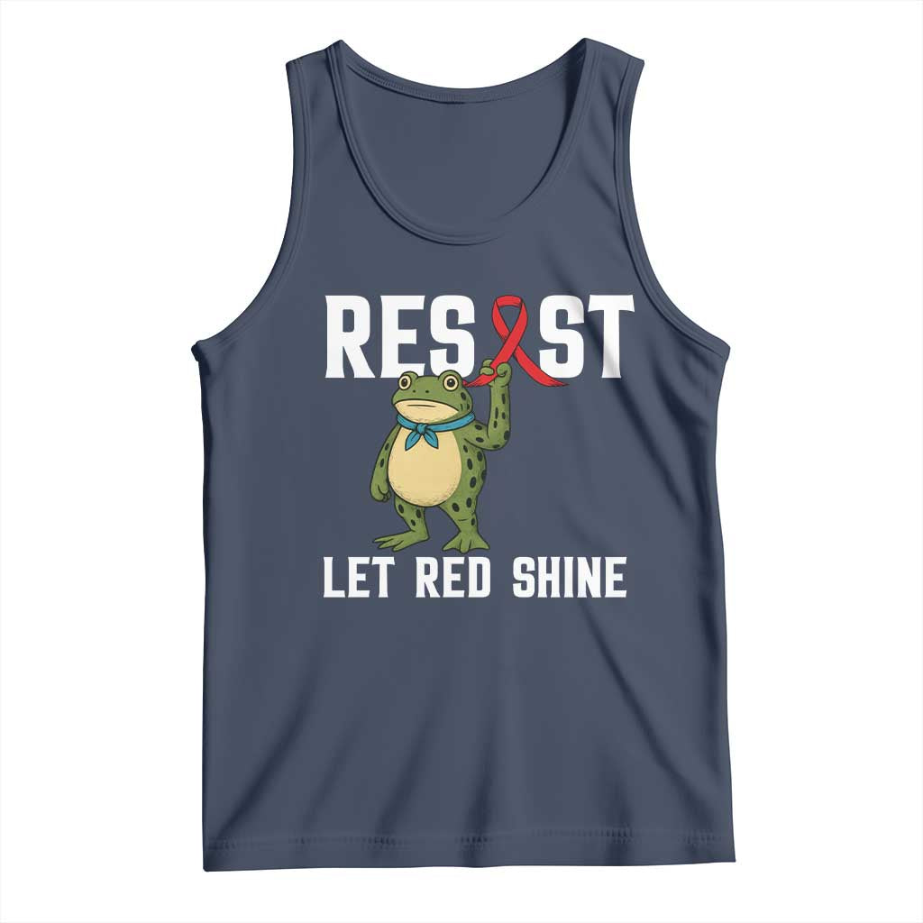 Resist Frog AIDS Awareness Tank Top Funny Portland Activist Meme HIV Support Red Ribbon TS14 Navy Print Your Wear