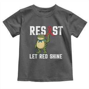 Resist Frog AIDS Awareness Toddler T Shirt Funny Portland Activist Meme HIV Support Red Ribbon TS14 Dark Heather Print Your Wear