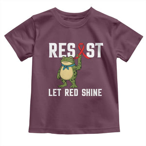 Resist Frog AIDS Awareness Toddler T Shirt Funny Portland Activist Meme HIV Support Red Ribbon TS14 Maroon Print Your Wear