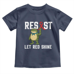 Resist Frog AIDS Awareness Toddler T Shirt Funny Portland Activist Meme HIV Support Red Ribbon TS14 Navy Print Your Wear