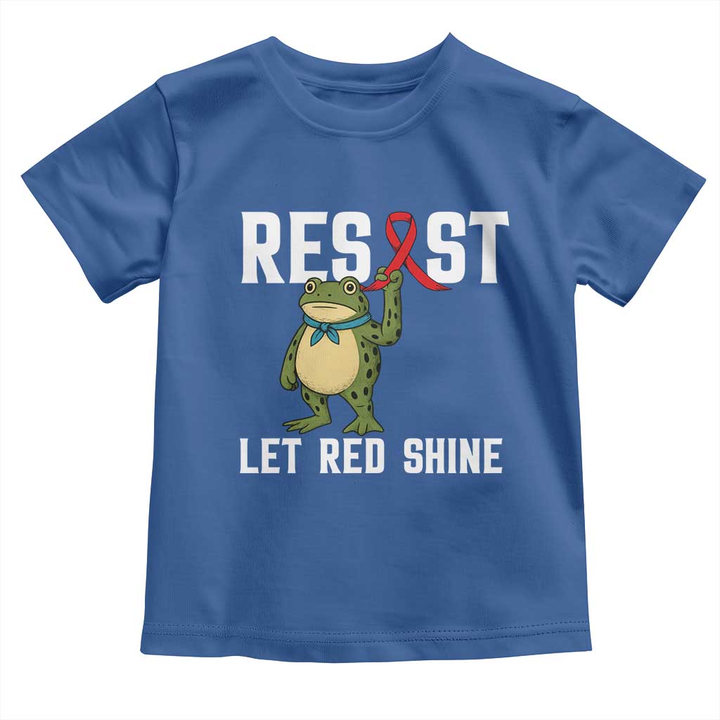 Resist Frog AIDS Awareness Toddler T Shirt Funny Portland Activist Meme HIV Support Red Ribbon TS14 Royal Blue Print Your Wear