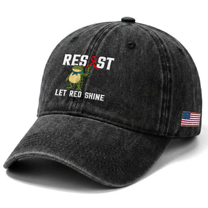 Resist Frog AIDS Awareness Washed Cotton Baseball Cap Funny Portland Activist Meme HIV Support Red Ribbon TS14 Print Your Wear