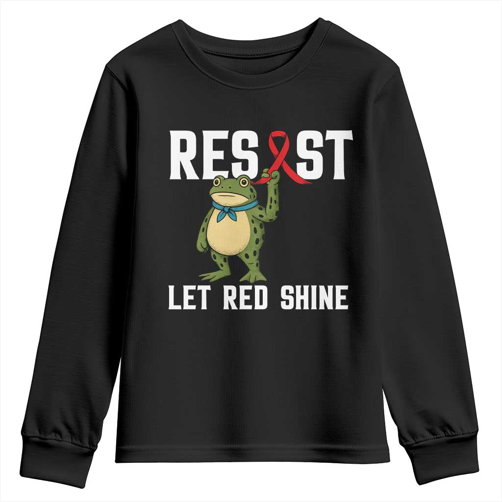 Resist Frog AIDS Awareness Youth Sweatshirt Funny Portland Activist Meme HIV Support Red Ribbon TS14 Black Print Your Wear