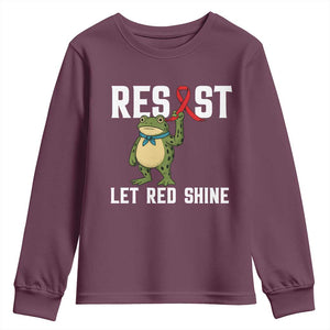Resist Frog AIDS Awareness Youth Sweatshirt Funny Portland Activist Meme HIV Support Red Ribbon TS14 Maroon Print Your Wear