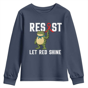 Resist Frog AIDS Awareness Youth Sweatshirt Funny Portland Activist Meme HIV Support Red Ribbon TS14 Navy Print Your Wear