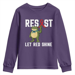 Resist Frog AIDS Awareness Youth Sweatshirt Funny Portland Activist Meme HIV Support Red Ribbon TS14 Purple Print Your Wear