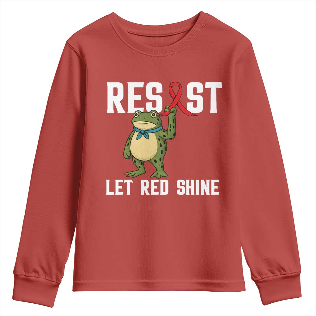 Resist Frog AIDS Awareness Youth Sweatshirt Funny Portland Activist Meme HIV Support Red Ribbon TS14 Red Print Your Wear
