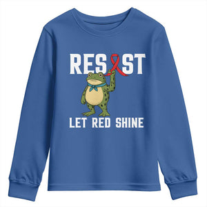 Resist Frog AIDS Awareness Youth Sweatshirt Funny Portland Activist Meme HIV Support Red Ribbon TS14 Royal Blue Print Your Wear