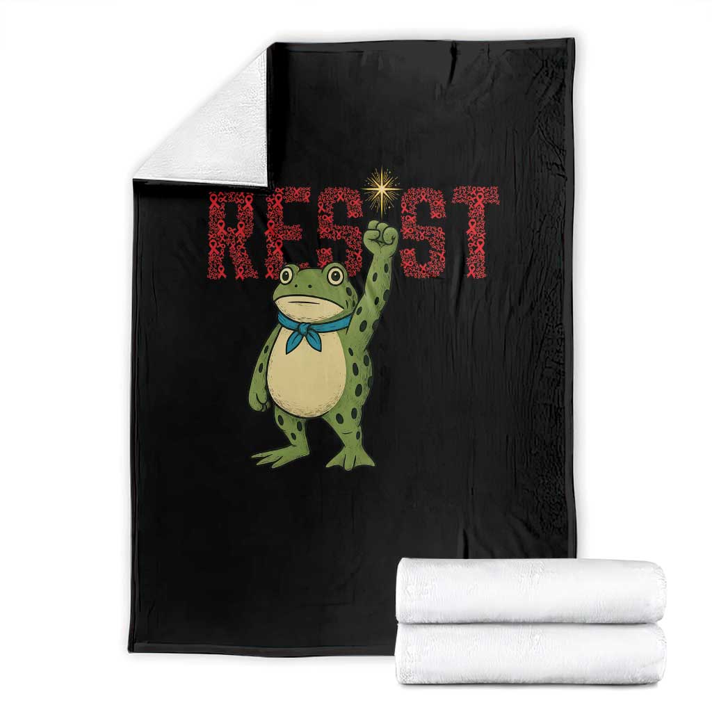 Resist Frog AIDS Awareness Throw Blanket Portland Activist Political Meme HIV Support Red Ribbon - Print Your Wear