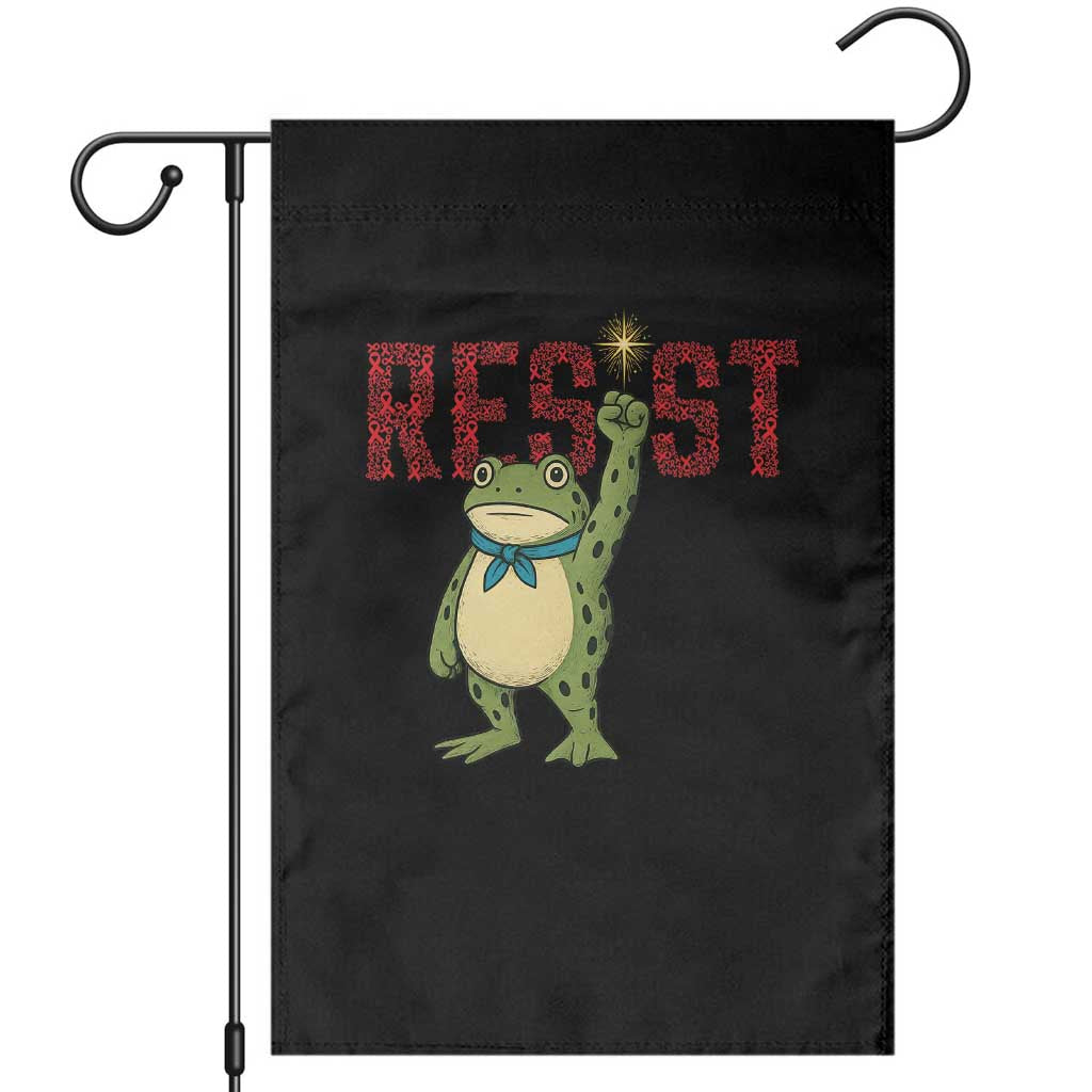 Resist Frog AIDS Awareness Garden Flag Portland Activist Political Meme HIV Support Red Ribbon TS14 Black Print Your Wear