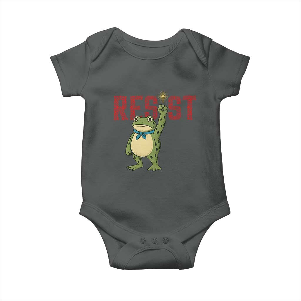 Resist Frog AIDS Awareness Baby Onesie Portland Activist Political Meme HIV Support Red Ribbon TS14 Dark Heather Print Your Wear