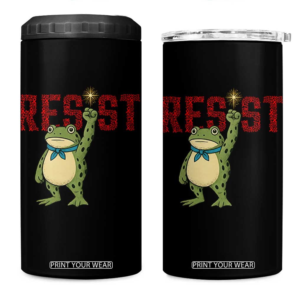 Resist Frog AIDS Awareness 4 in 1 Can Cooler Tumbler Portland Activist Political Meme HIV Support Red Ribbon - Print Your Wear