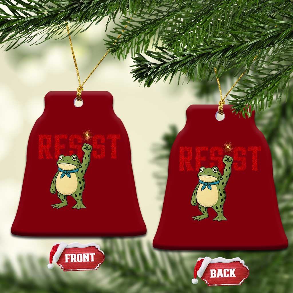 Resist Frog AIDS Awareness Ceramic Ornament Portland Activist Political Meme HIV Support Red Ribbon - Print Your Wear