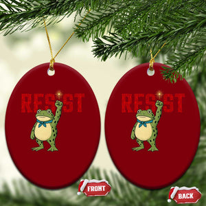 Resist Frog AIDS Awareness Ceramic Ornament Portland Activist Political Meme HIV Support Red Ribbon - Print Your Wear