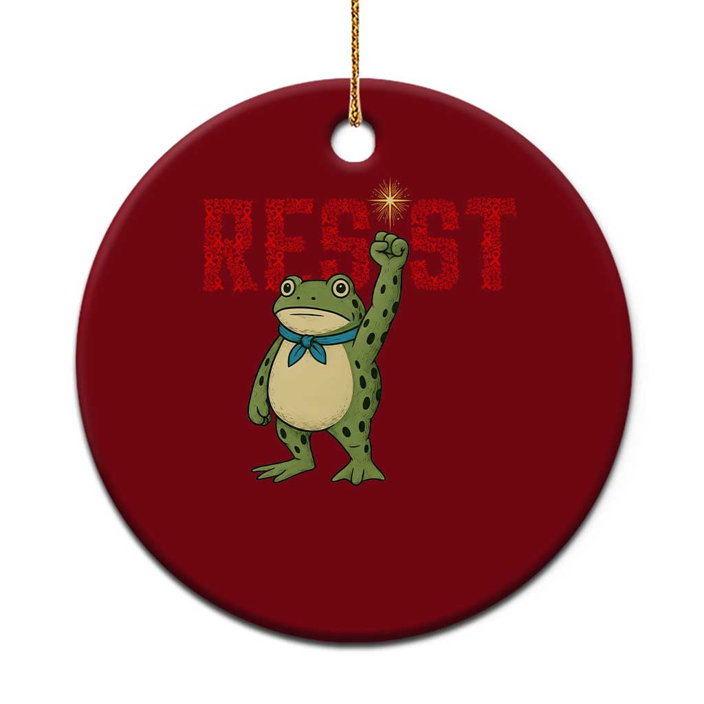 Resist Frog AIDS Awareness Ceramic Ornament Portland Activist Political Meme HIV Support Red Ribbon TS14 1pc Red Print Your Wear