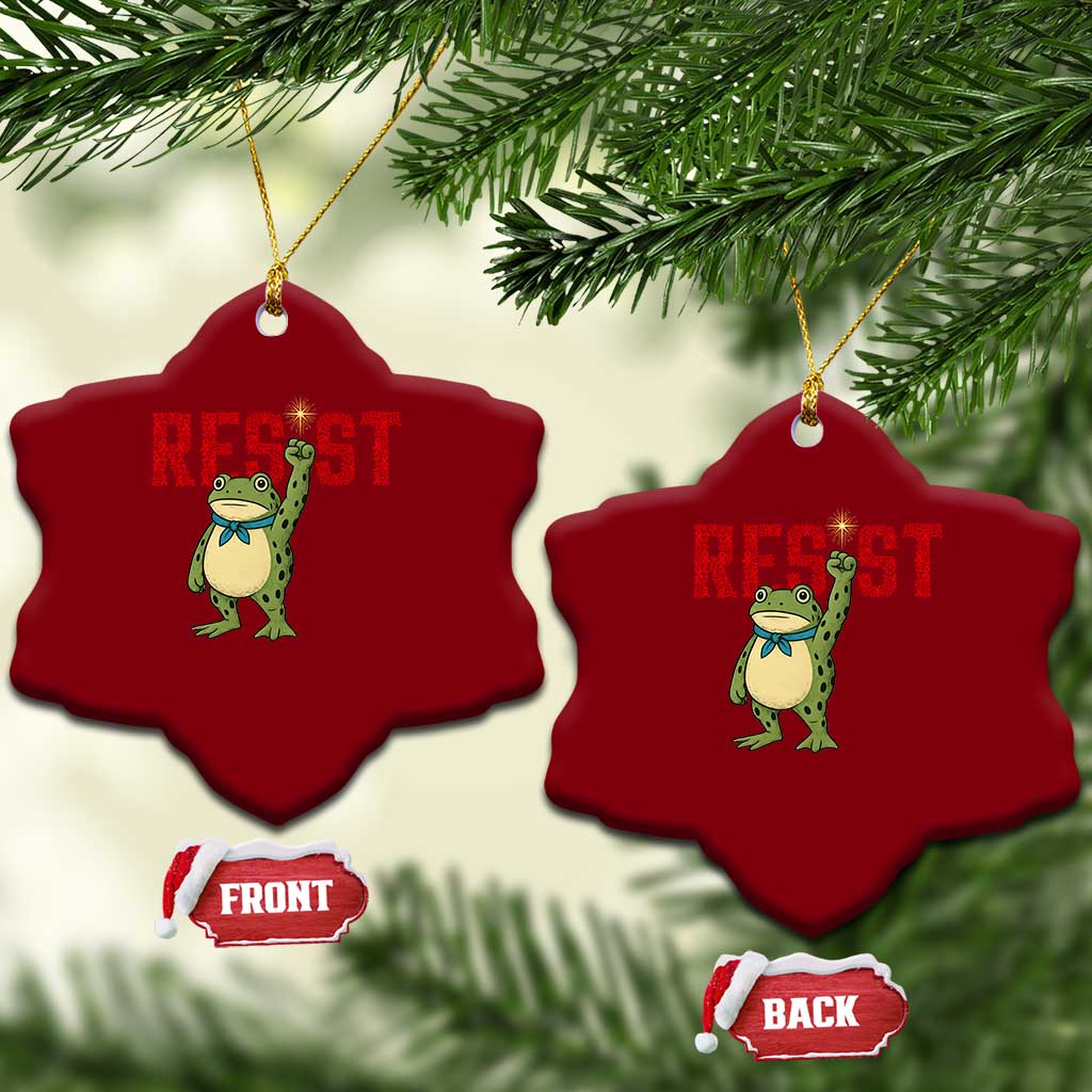 Resist Frog AIDS Awareness Ceramic Ornament Portland Activist Political Meme HIV Support Red Ribbon - Print Your Wear