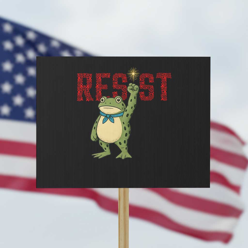 Resist Frog AIDS Awareness Protest Sign Portland Activist Political Meme HIV Support Red Ribbon TS14 Horizontal 18