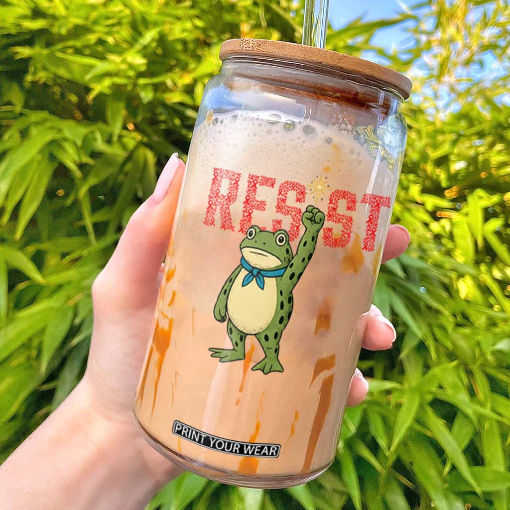 Resist Frog AIDS Awareness Glass Can Portland Activist Political Meme HIV Support Red Ribbon - Print Your Wear