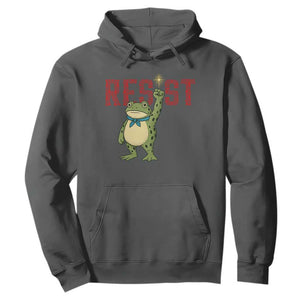 Resist Frog AIDS Awareness Hoodie Portland Activist Political Meme HIV Support Red Ribbon TS14 Dark Heather Print Your Wear