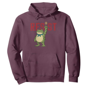 Resist Frog AIDS Awareness Hoodie Portland Activist Political Meme HIV Support Red Ribbon TS14 Maroon Print Your Wear