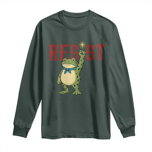 Resist Frog AIDS Awareness Long Sleeve Shirt Portland Activist Political Meme HIV Support Red Ribbon TS14 Dark Forest Green Print Your Wear
