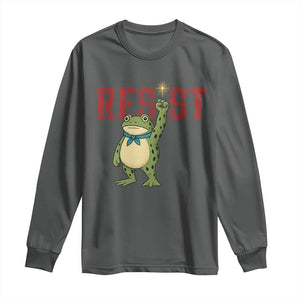 Resist Frog AIDS Awareness Long Sleeve Shirt Portland Activist Political Meme HIV Support Red Ribbon TS14 Dark Heather Print Your Wear
