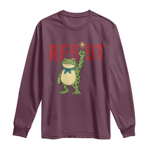 Resist Frog AIDS Awareness Long Sleeve Shirt Portland Activist Political Meme HIV Support Red Ribbon TS14 Maroon Print Your Wear